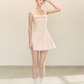 Pink Cami Dress with Front Bow, Square Neck and Back Zipper R9221