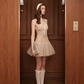 Balletcore Cami Strap Tutu Mini Dress with Lace Trim & Bow Detail R9148