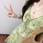 Green Floral Ruffle Trim Midi Dress R9122