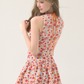 Red Floral Halter Mini Dress With Bow Detail And Flounce Skirt R9281