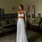 White Pleat Long Evening Dress Sleeveless Sexy Formal Dress     S7036