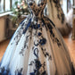 Vintage A-line tulle appliques ball gown long prom dress, formal evening dress        S7142