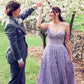 Lace Tulle Long Prom Dresses Off-the-Shoulder A-Line Formal Gown      S5305