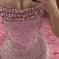 Pink Beaded Mermaid Long Evening Dress Sleeveless Sexy Formal Dress     S7042