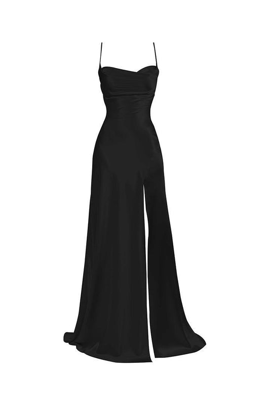 Black Simple Long Evening Dresses Prom Gown     S6959