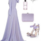 A Line One Shoulder Lilac Prom Dress Long Evening Party Dress     S7022