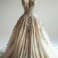 A Line Tulle Appliques Wedding Dress Vintage Long Evening Dress     S7120
