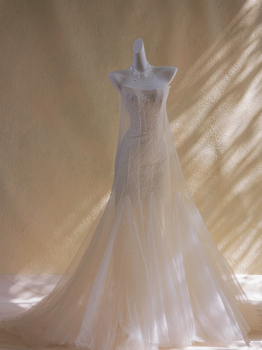 Apricot Strapless Waist Slim Fit Hip Long Dress Bridal Gown R5774