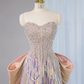 Silver strapless fitted long ball gown, bridal dress R9033