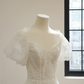 White square-neck, fitted waist, lace sexy ball gown/bridal dress R8549