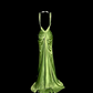 Green fitted bodycon ball gown R6607
