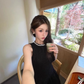 Black sleeveless slim waist A-line daughter feeling short skirt homecoming dress R4225