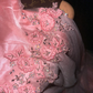 Pink strapless rhinestone high-waisted elegant fairy long ball gown R6926
