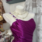 Purple Strapless Satin Waist Slim Mermaid Maxi Ball Gown R6128