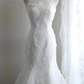 White sleeveless fitted waist mermaid long ball gown R6766