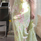 Light green, fresh and elegant halter-neck, fitted, bodycon long ball gown R7753