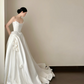 White strapless, waist-cinched, full-skirted floor-length prom gown R7953
