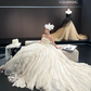 White retro tube top waist puffy skirt long dress bridal dress R6048