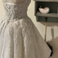 White tube top retro beaded waist slimming and large skirt princess dress homecoming dress R4345
