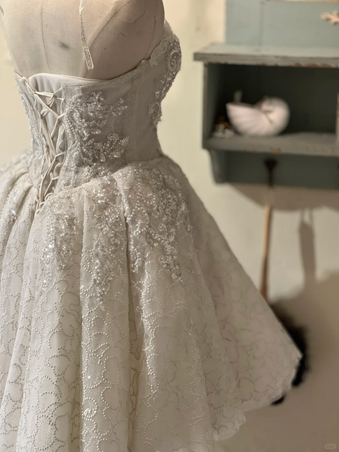 White tube top retro beaded waist slimming and large skirt princess dress homecoming dress R4345