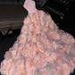 Light pink halter-neck fitted waist full-length ball gown, bridal dress R8793