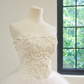 White strapless, fitted waist, full skirt, long ball gown, bridal dress R8478