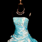 Light blue strapless, fitted waist, full skirt, long princess ball gown R8670