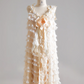 Light apricot halter-neck cake skirt long ball gown R8140