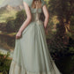 A Line Green Long Evening Dresses Prom Gown     S6970