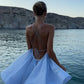 A Line Sky Blue Spaghetti Straps Short Party Dresses     S7181