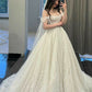 A Line Off Shoulder Tulle Wedding Dress Modest Princess Bridal Gown      S7097