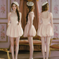Sweet Pink Corset Mini Dress with Lace Trim & Puff Skirt R9204