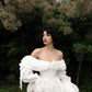 A Line Vintage Off Shoulder Long Wedding Dress     S7075