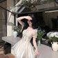 Elegant Halter Neck Polka Dot Mini Dress with 3D Bow R9167