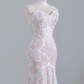 Light pink strapless fitted waist bodycon long lace ball gown/bridal dress R8247