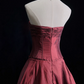 Dark red tube top pleated top with bud skirt short skirt suit homecoming dress R4996