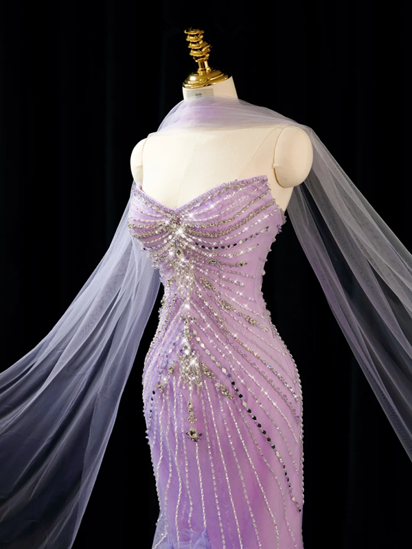 Light purple strapless, fitted, bodycon, sexy long ball gown/bridal dress R8943