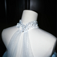 Light blue sequined one-shoulder waist-hugging hip-wrapped fishtail sexy long skirt, prom dress R5616