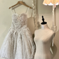 White tube top retro beaded waist slimming and large skirt princess dress homecoming dress R4345