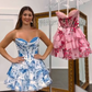 Floral fishbone waist cake skirt homecoming dress R5437