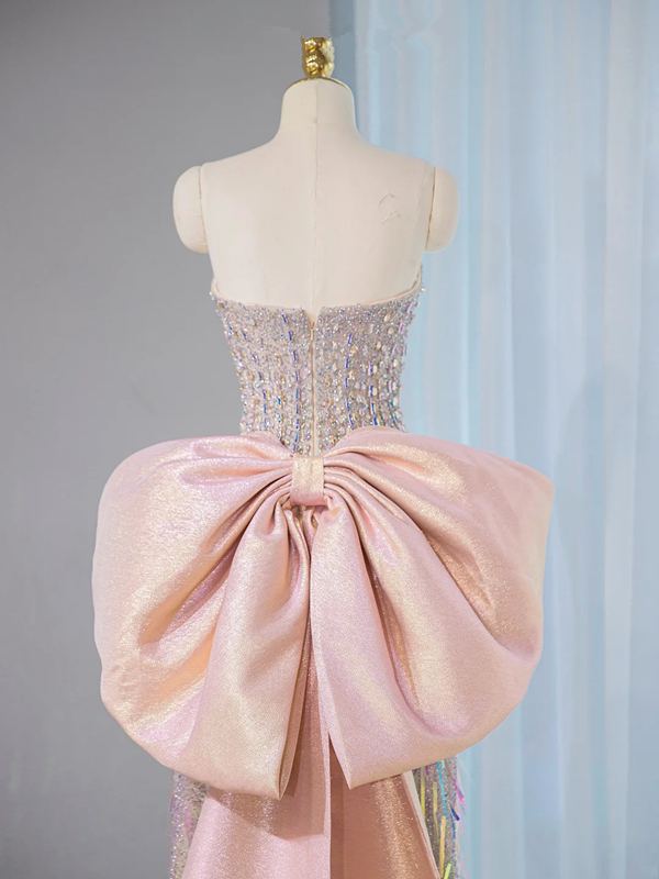 Silver strapless fitted long ball gown, bridal dress R9033