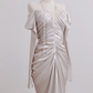 Light champagne-colored off-the-shoulder, fitted, long, sexy ball gown/bridal dress R8277