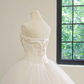 White strapless, fitted waist, full skirt, long ball gown, bridal dress R8478