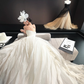 White retro tube top waist puffy skirt long dress bridal dress R6048