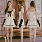 Chic Party Corset Mini Dress Off Shoulder Lace Trim Rose Detail R9196