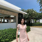 Casual Minimalist Ribbed Bodycon Mini Dress V-Neck Solid Color Knit R9189