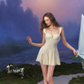 Cream Corset Slip Dress with Shell Cup and Beaded Fringe R9200