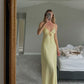 Elegant Yellow V-neck Spaghetti Strap Long Prom Dress         S7152