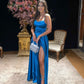 Blue Long Evening Dress Sleeveless Sexy Formal Dress     S7038