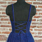 Blue Tulle Appliques Long Prom Dresses, A-Line Strapless Evening Dresses   S2224